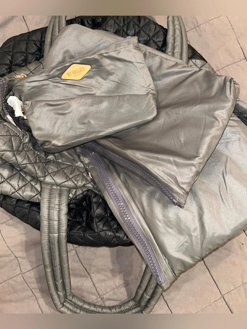 MZ Wallace Quilted Two-Tone Tote in Gray and Black